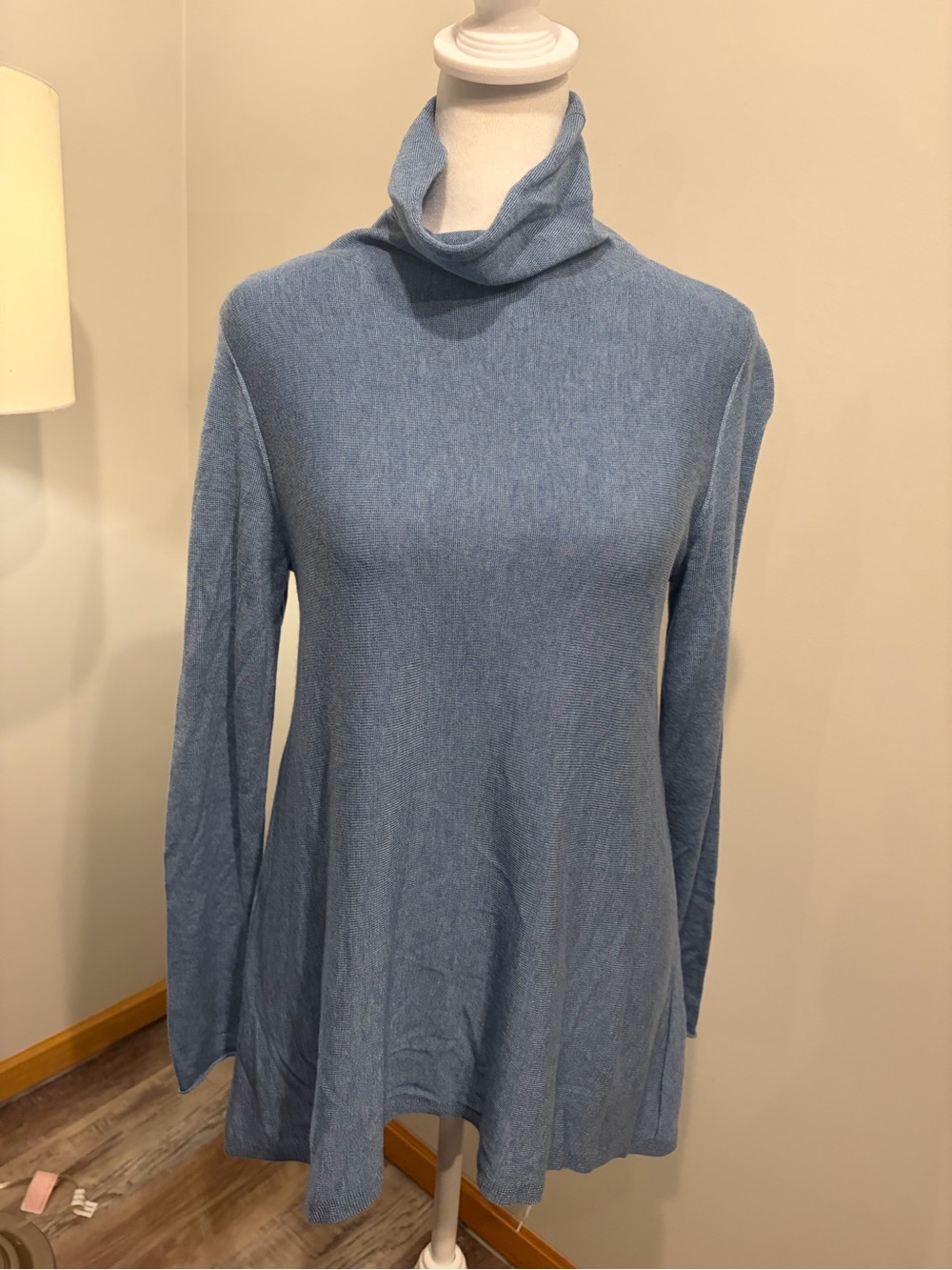 Eileen Fisher Dusty Blue Turtleneck Swing Tunic
